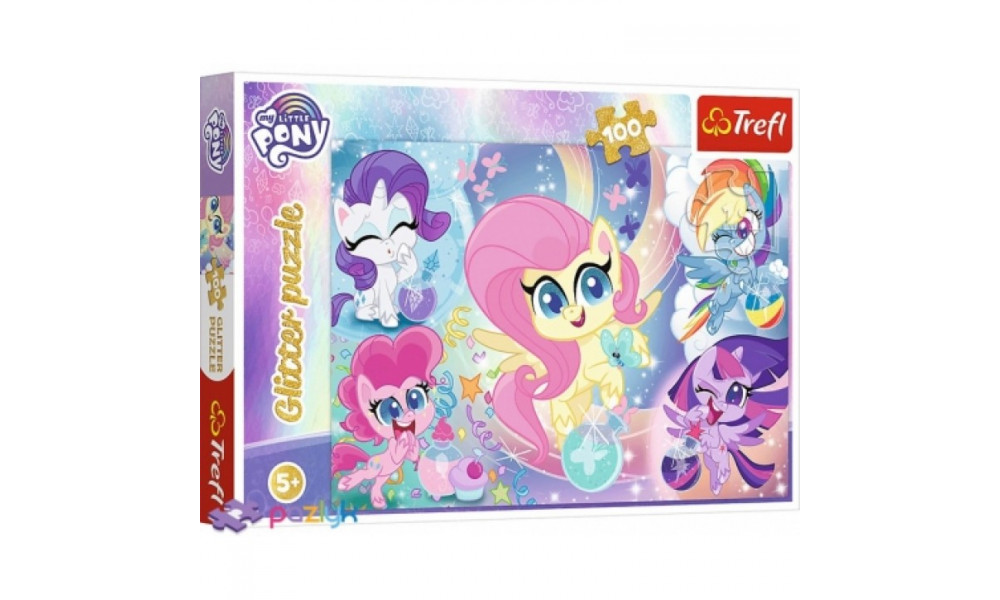 Пазли -(100 елм.) Глітерні  - "Чарівний світ" / Hasbro: My Little Pony/Trefl 14821