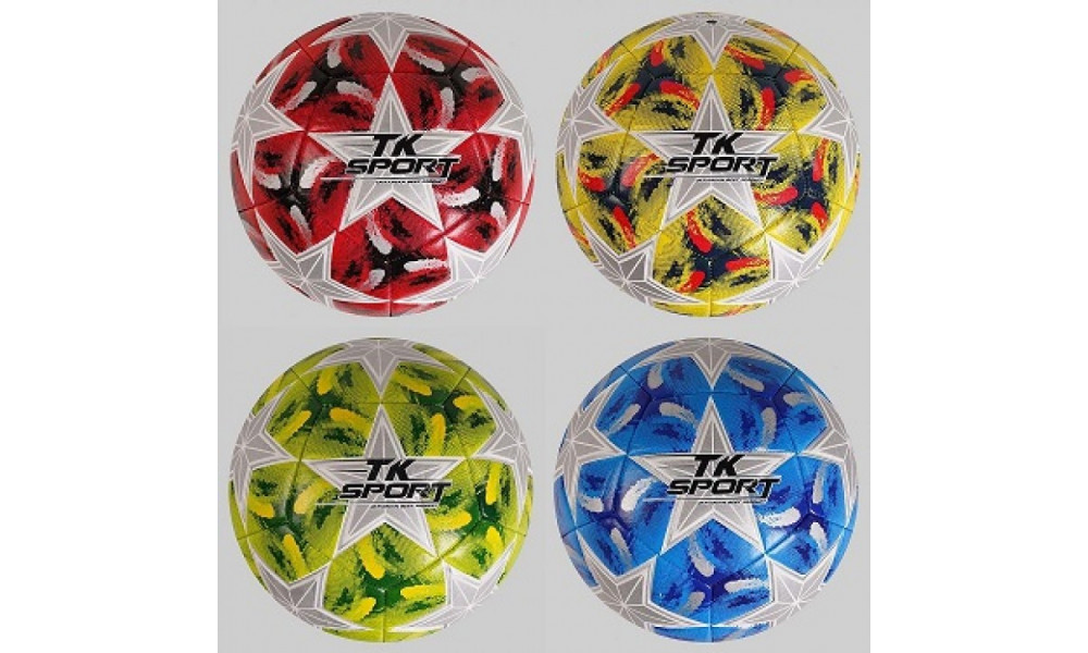 М'яч футбольний C 50476 (60) 4 види, вага 400-420 грам, матеріал TPE, балон гумовий з ниткою, розмір №5