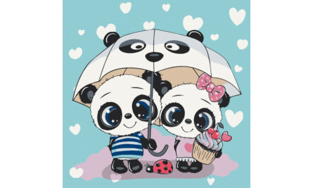 Набір для розпису "Пандочки під парасолькою" 30*30 см	 15519-AC