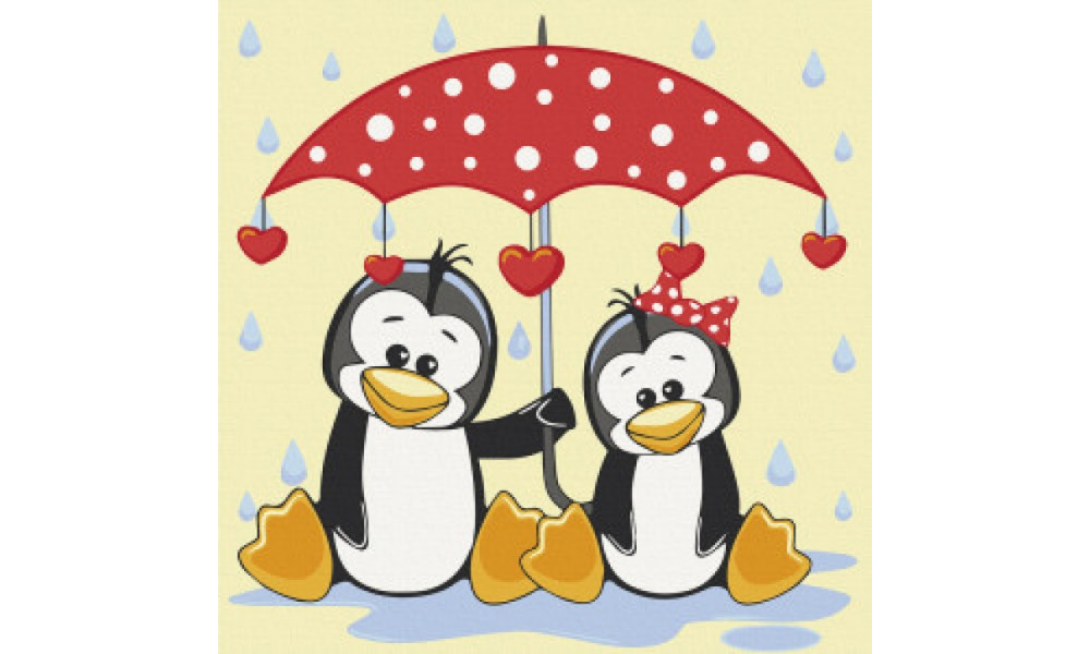 Набір для розпису "Пінгвіни під парасолькою" 30*30 см 15543-AC