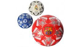 М'яч футбольний 2500-23ABC (30шт) розмір 5, ПУ1, 4мм, 4шари, 32 панелі, 400-420г, 3 види (клуби), в кульці