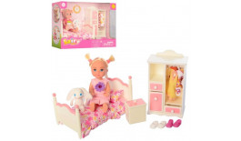 Лялька з нарядом DEFA 8392 (36шт) 11см, ліжко, шафа, сукні, іграшка, 2 види, в кор-ці, 21-15,5-8см