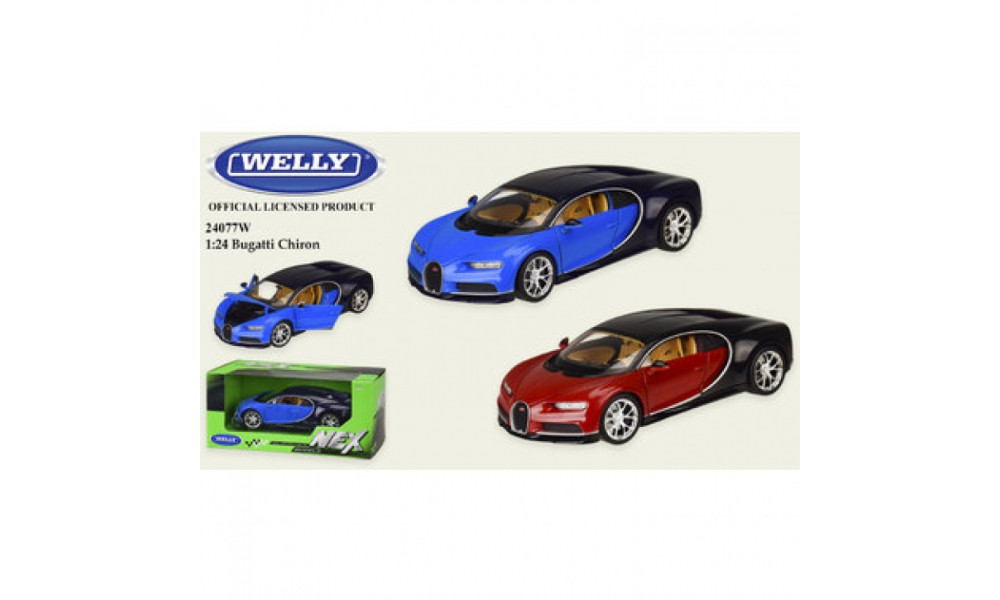 Машина метал 24077W "WELLY"1:24 BUGATTI CHIRON, 2 кольори,