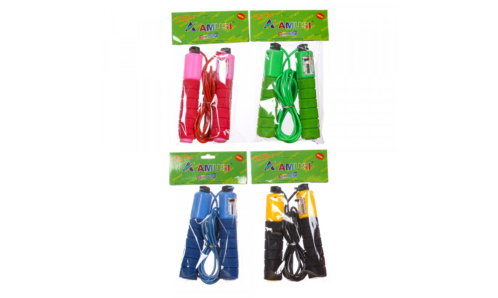 Скакалка BT-JR-0021 (2,50м, гумов.канат, товщина 0,70см) ручка 15см, з лічильником 4кол.кул./100/