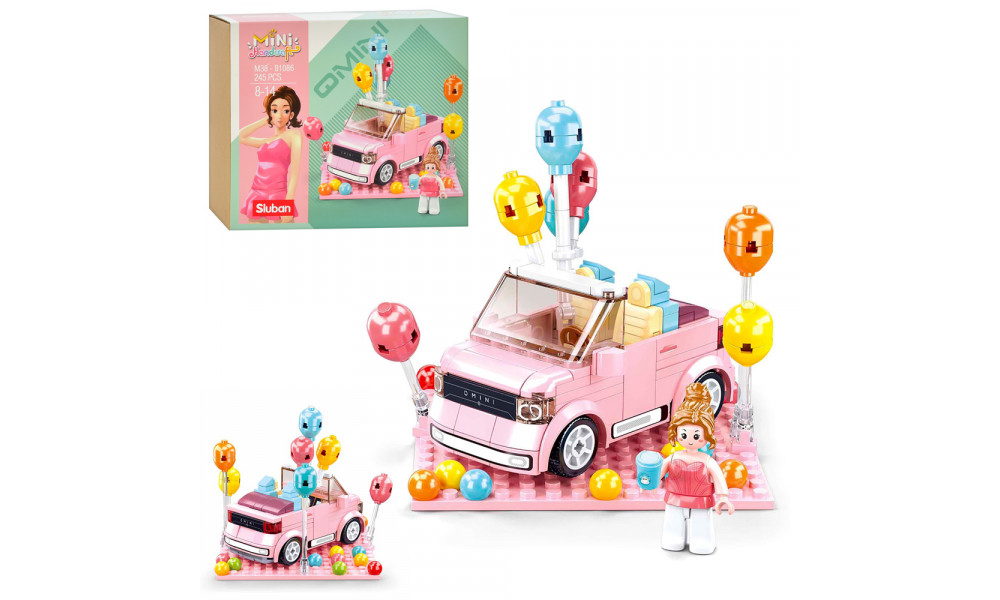 Конструктор SLUBAN M38-B1086 машина, 10,8см, фігурка, кульки, 245дет, в кор-ці, 22-19-6см