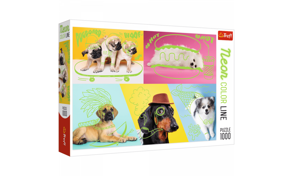 Пазли - (1000 елм.) - Неонові малюнки: "Собачки"/Trefl 10578