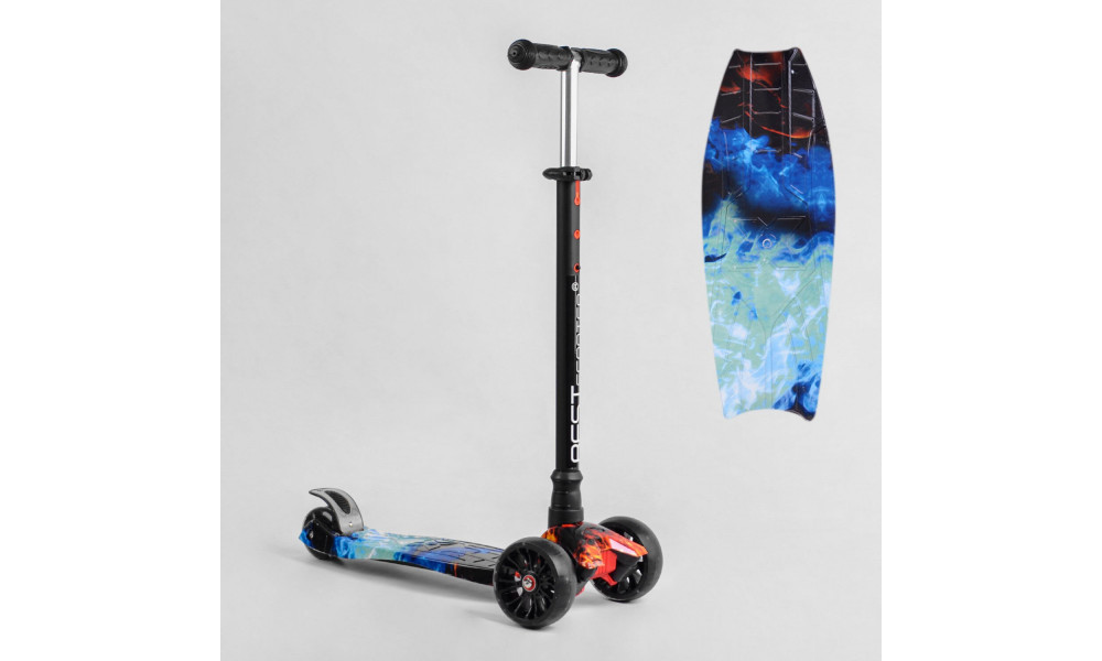 Самокат триколісний MAXI S 10808 (1) "Best Scooter", знімне кермо, колеса PU зі світлом, переднє 130х25 мм, задні здвоєні 80х45 мм, в коробці