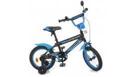 Велосипед детский PROF1 14д. Y14323 (1шт) Inspirer,SKD45,черно-синий(мат),фонарь,зв,зерк,доп.кол