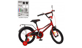 Велосипед детский PROF1 18д. Y18221 (1шт) Prime, красный,звонок,доп.колеса