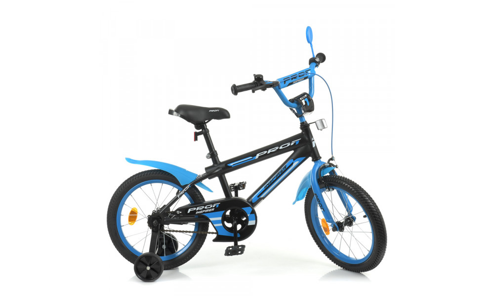 Велосипед детский PROF1 18д. Y18323 (1шт) Inspirer,SKD45,черн-синий(мат),фонарь,зв,зерк,доп.кол